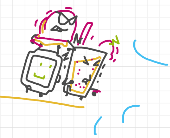 A panel from Running Duos, episode four of the Board Boards object show by Furretwalk/WalkingFurret.